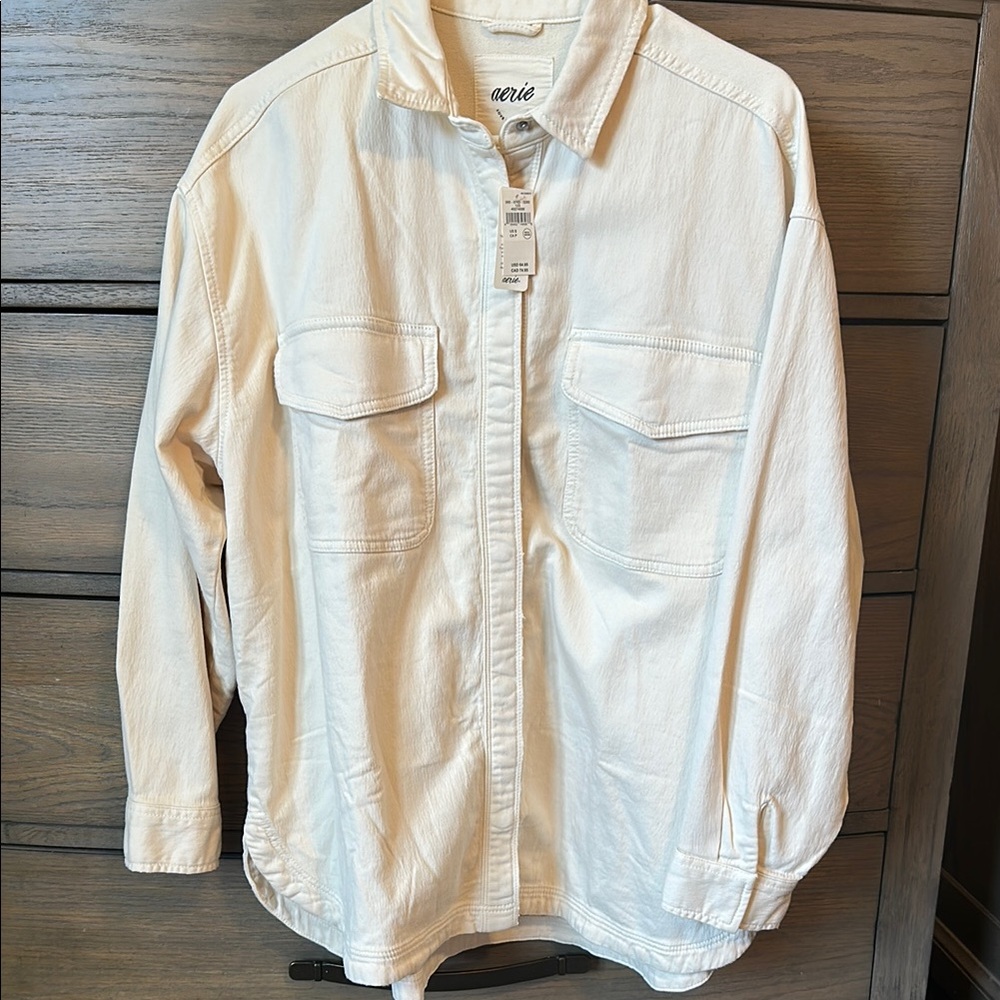 NEW-aerie Cream Button-Up Shirt